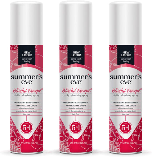 Summer's 3 Pack 32 Count Eve Blissful Escape Daily Refreshing Feminine Spray, and Wipes