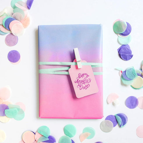 HolyMaji 100 Sheets Pink Purple Blue Gradient Tissue Paper - 20 x 14" Pastel Rainbow Sheets for Gift Wrapping DIY Crafts