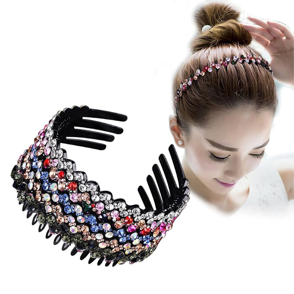 ZOCONE Headbands for Women, 5Pcs Diamond Comb Wave Rhinestone Non Slip Hair Accessories for Girls