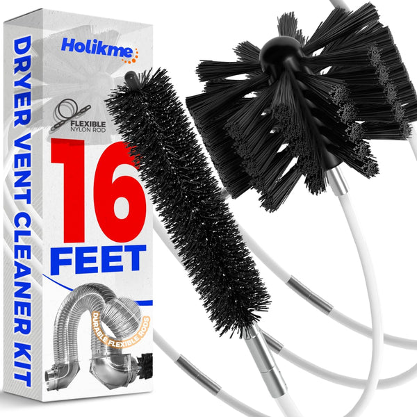 Holikme 16 Feet Dryer Vent Cleaning Brush Kit, Lint Remover, Fireplace Chimney Brushes, Extends Up to 16 Feet