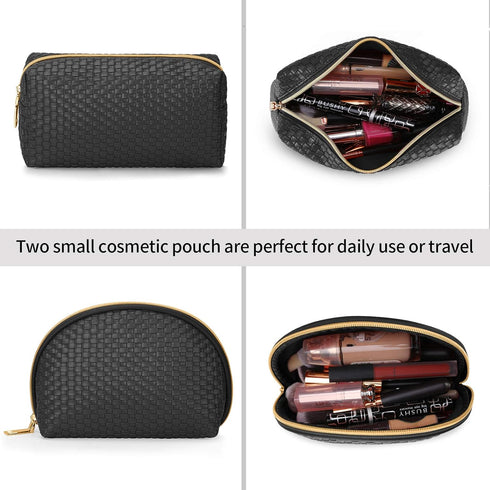 KTMOUW Makeup Bag, 3 Pcs Waterproof Cosmetic Bag Set, Portable Travel Organizer for Women, Black