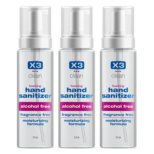 X3 Clean Foaming Hand Sanitizer, Alcohol Free and Fragrance Free, Kills 99.9%