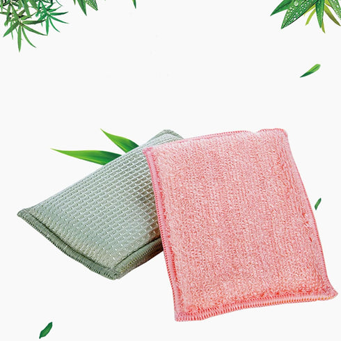 KMAKII Bamboo Kitchen Sponges, Super Absorbent Natural Dish Sponges, Red, Pack of 6