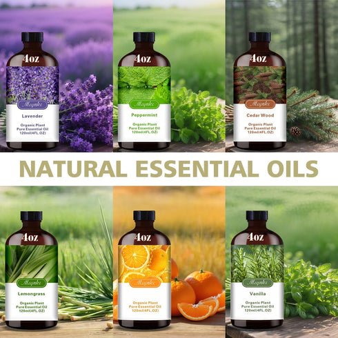 Set 6 Pack Aromatherapy Essential Oils Gift - (Lavender, Vanilla, Peppermint, Orange, Lemongrass, Cedarwood)