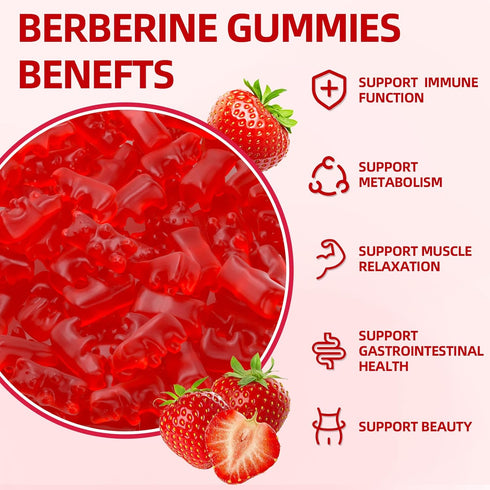 Berberine Gummies with Ceylon Cinnamon 1500mg, High Potency Berberine HCL Supplement for Immune and Metabolism Support