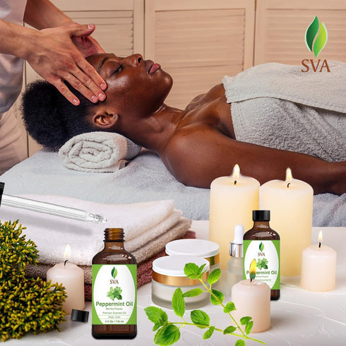 SVA Peppermint Piperita Essential Oil – 4 Fl Oz – 100% Natural for Diffuser, Hair Care, Skin Care, Aromatherapy