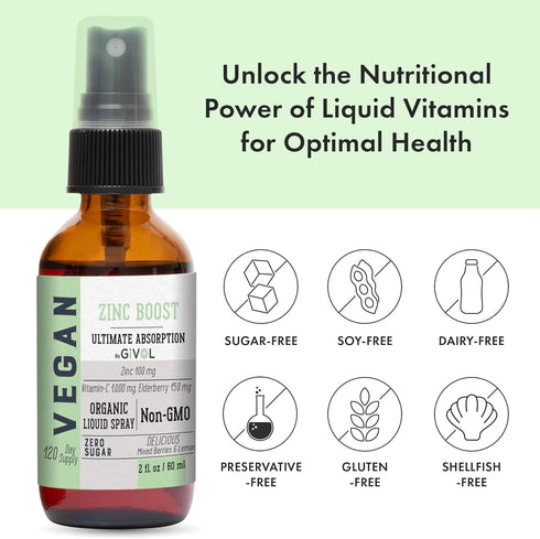 Organic ZINC Boost Mist 100 g (Extra Strength) - Sugar Free with Vitamin C and Elderberry Extract, Vegan Spray