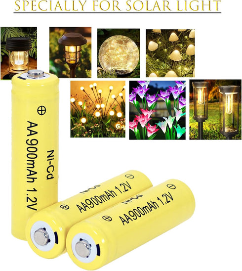 XFULL 12 Packs 1.2V 900mAh AA Ni-Cd Rechargable Batteries for Solar String Lights, Garden Yard Lawn Landscape Lighting