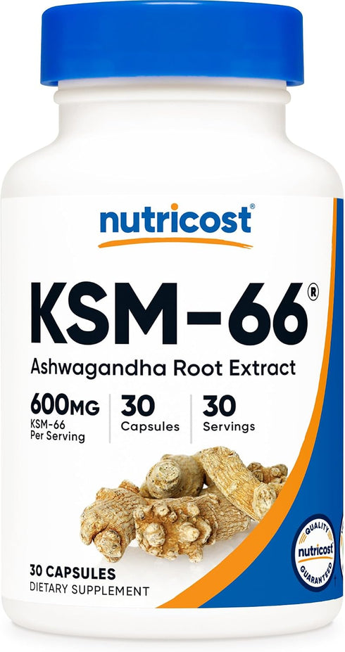 Nutricost KSM-66 Ashwagandha Root Extract 600mg, 30 Veggie Caps - 5% Withanolides