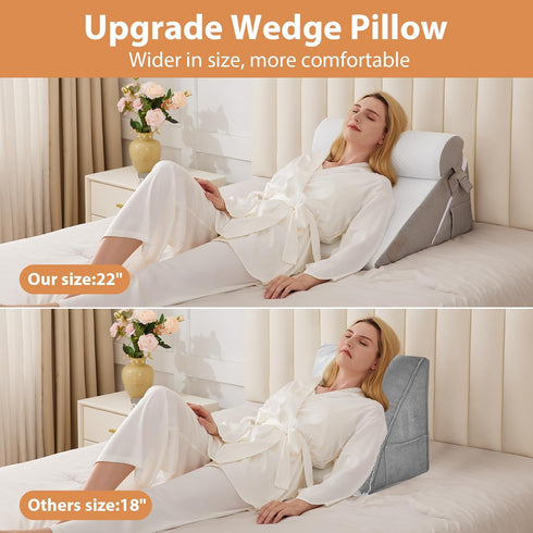 Set 9&12inch BIEEZZK Wedge Pillow for After Surgery, Wedge Pillow for Acid Reflux, Bed Wedge Pillow with Adjustable