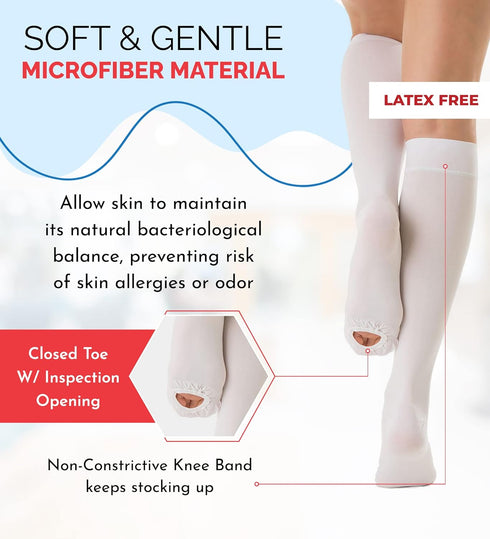 ITA-MED Anti-Embolic Knee Highs Stockings, Light Compression Socks (18 mmHg) for Varicose Veins, X-Large