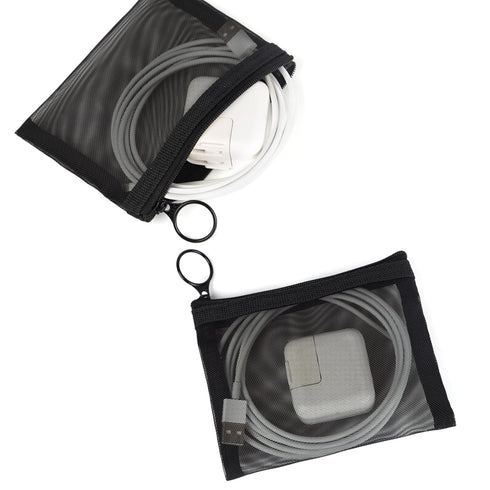 Patu Mini Zipper Mesh Bags, Black, 4" x 5", Size S / A7, 5 Pieces, Makeup Cosmetic Organizer
