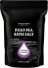 Pure Dead Sea Salt for Soaking - 14 Oz Lavender Spa Bath Salt Fine Grain in Resealable Pack for Body Wash Scrub