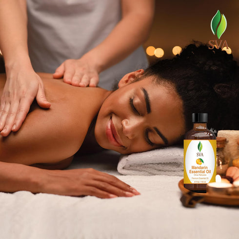 SVA Premium Mandarin Essential Oil 4oz (118ml) with Dropper for Diffuser, Aromatherapy, Hair Care & Skin Care
