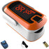 MIBEST Orange LED Finger Pulse Oximeter, Blood Oxygen Saturation Monitor, Portable Oxygen Sensor with Batteries and