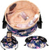 Large Barrel Drawstring Makeup Bag, Portable Cosmetic Organizer for Travel Accessories and Hair Products (Flamingo Dark