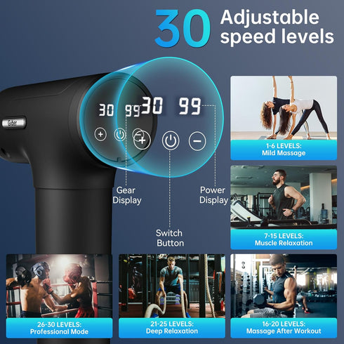 Massage Gun Deep Tissue, Mini Percussion for Athletes, Portable Muscle Relief with 6 Attachments, 30 Speed (Black)