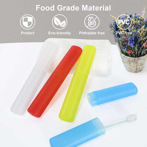 4 Pack Portable Travel Toothbrush Case, Transparent Plastic Toothbrush Holder for Home, Travel, Business, Camping,