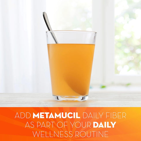 Metamucil Fiber, 4-in-1 Psyllium Fiber Supplement Powder with Real Sugar, Orange Flavor, 72 Servings