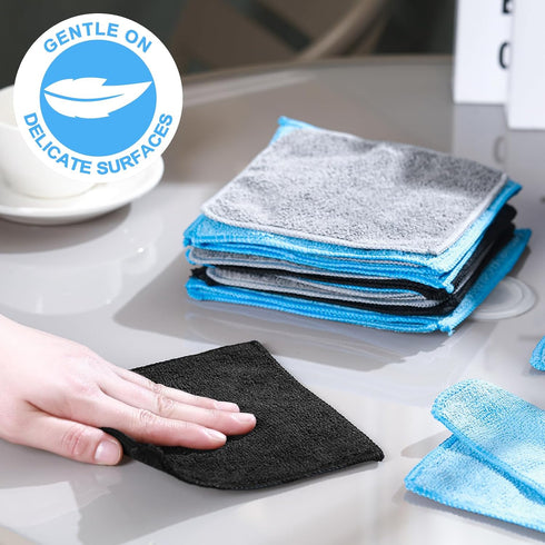 Wash(6 6 Inch,Blue/Gray/Black,50 Tanlade Cleaning Cloth Dry Erase Cloth Cleaning Rags Reasonable Kitchen Towels