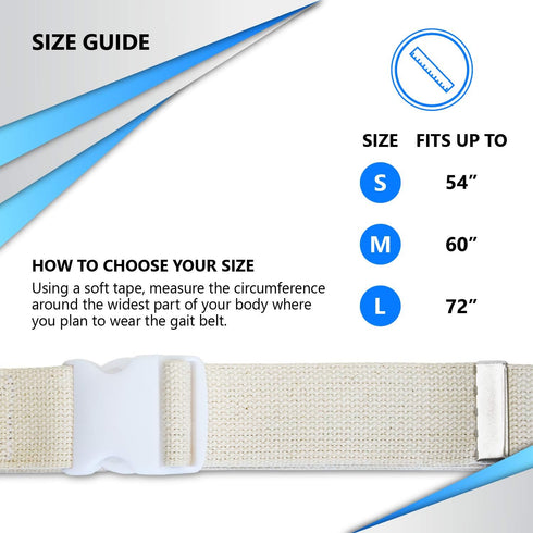 NYOrtho Adjustable Plastic Buckle Gait Belt, 72" Machine Washable Durable Material, Latex Free, Pastel
