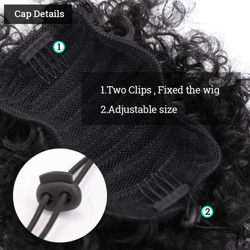 Yinmei Baibian Afro Puff Drawstring Ponytail, Kinky Curly Bun Hair Extensions for Black Women Girls (1B)
