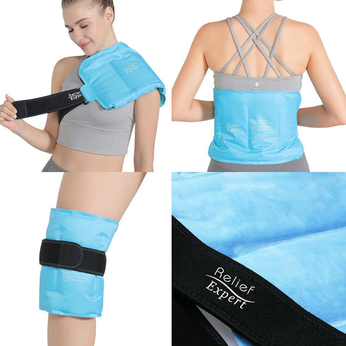 Relief Expert Reusable Ice Pack for Injuries - 16" x 9" Gel Cold Pack for Pain Relief and Swelling