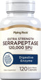 Piping Rock Serrapeptase 120000 SPU, 120 Capsules, Extra Strength Digestive Enzyme Supplement