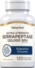 Piping Rock Serrapeptase 120000 SPU, 120 Capsules, Extra Strength Digestive Enzyme Supplement