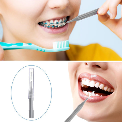 Patelai 100 Braces Brushes for Cleaner Interdental Brush, Dental Flossing Head Oral Hygiene Tool (Gray)