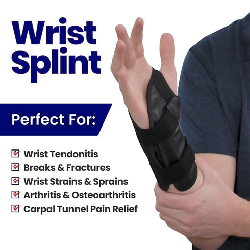 Carpal Tunnel Wrist Brace - Night Support Splint & Compression Sleeve for Pain Relief (Small, Right)