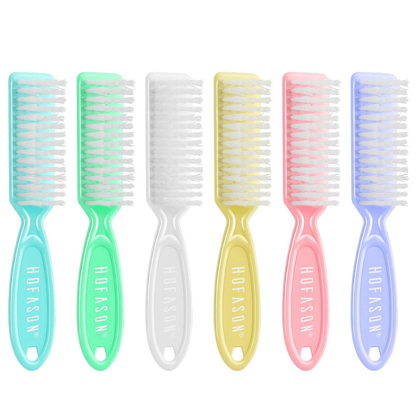 HOFASON 6 Pack Nail Brush for Cleaning Fingernails, Nail Dust Brush for Manicure Pedicure Tools, Macaron