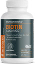 Bronson Biotin 5,000 MCG, Supports Healthy Hair, Skin & Nails, High Potency Beauty Support, 360 Vegetarian Tablets