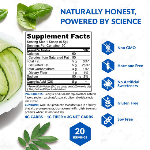 BioTrust Keto Elevate - Pure C8 MCT Oil Powder - Ketogenic Diet Supplement, Non-GMO, 20 Servings