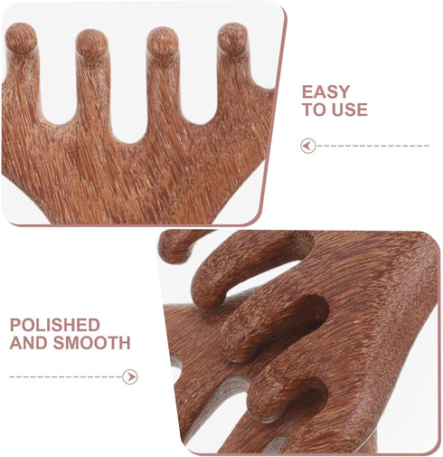 HAKIDZEL 2pcs Wooden Head and Neck Gua Sha Massager Comb, Manual Scalp Massage Tool with Five-Prong Design