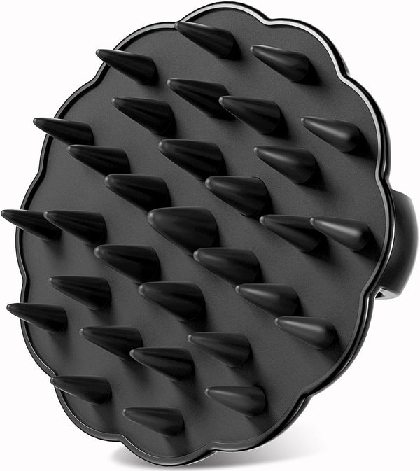 Scalp Massager Hair Growth, Silicone Bristles Scrubber for Wet Dry Hair Care, Head Massager for Women Men, Black