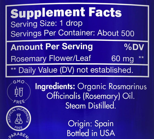 Organic Rosemary Oil - 100% Pure Food Grade Essential Oil for Hair Growth, by Zongle Therapeutics, 1 OZ