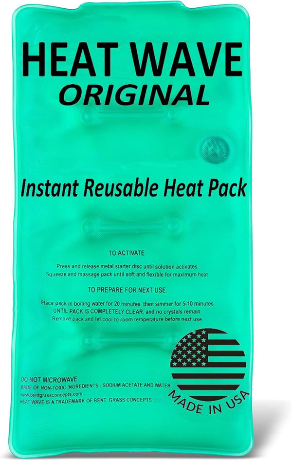 HEAT WAVE Instant Heat Packs Medium (59)- Medical Grade Reusable Green 1-Pack