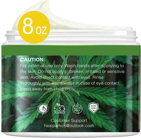Healpark 8.5 oz hemp Cream - fl -with Arnica,MSM, Turmeric, Menthol, Aloe
