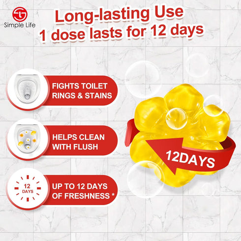Simple Life Toilet Bowl Cleaner Gel | Fresh Flower Toilet Gel Stamp | Stops Limescale and Stains, 64 Stamps, Blue &