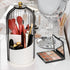 Makeup Brush Holder Organizer with Lids, 360° Rotating Clear Dustproof Container Box, Vanity Spinning Cosmetic Tools