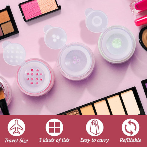 RAYNAG 6 Pieces Mini Empty Loose Powder Bottle, Travel Cosmetic Glitter Shaker with Sifter and Lids