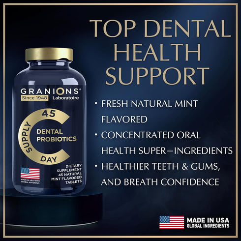Dental Probiotics for Teeth and Gums, Fresh Breath Lactobacillus Salivarius Probiotic, 90 Mint Tablets