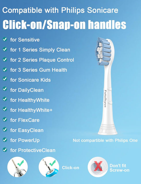 Replacement Toothbrush Heads for Philips Sonicare Sensitive C1 G2 C2, 8 Pcs, White