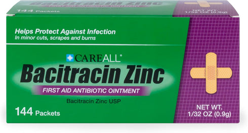 CareAll Bacitracin Antibiotic Zinc Ointment (144 Pack), First Aid Ointment for Minor Cuts and Scrapes