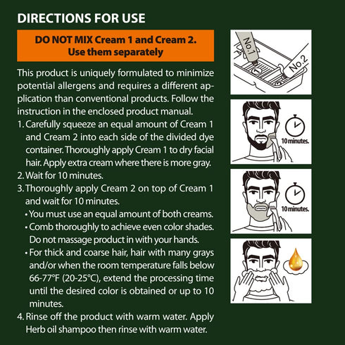 Herb For Men Mustache & Beard Dye, PPD & Ammonia Free, Vegan Natural Ingredients, Natural Black