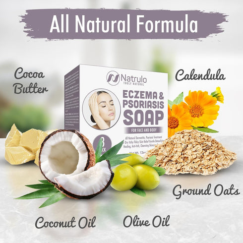Eczema Soap Bar for Face and Body, All Natural Treatment for Dry Itchy Skin Relief