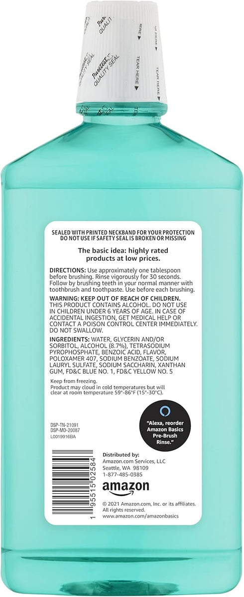 Amazon Basics Pre-Brush Dental Rinse, Green Mint, 24 Fluid Ounces, 1-Pack