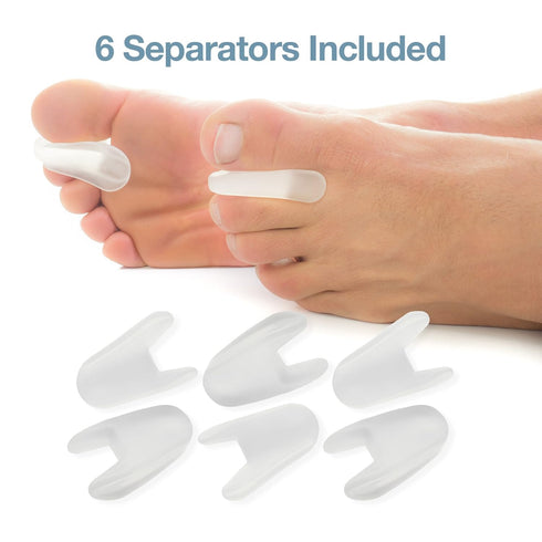 ZenToes Toe Separators for Bunion Pain Relief, Set of 6 Flared Gel Straighteners to Align Toes and Prevent Corns and