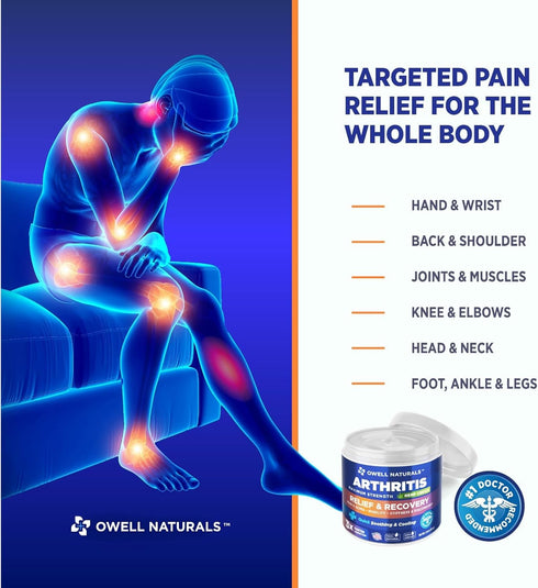 OWELL NATURALS Joint & Muscle Cream - All-Natural- Maximum Strength Relief & Recovery for Back (2 Fl Oz (Pack of 1)